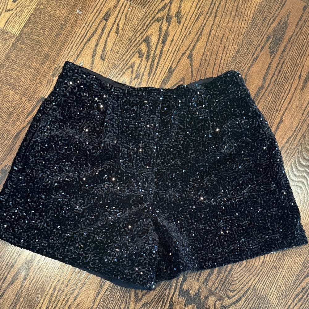 Zara Black Sequin high waisted shorts , size XL